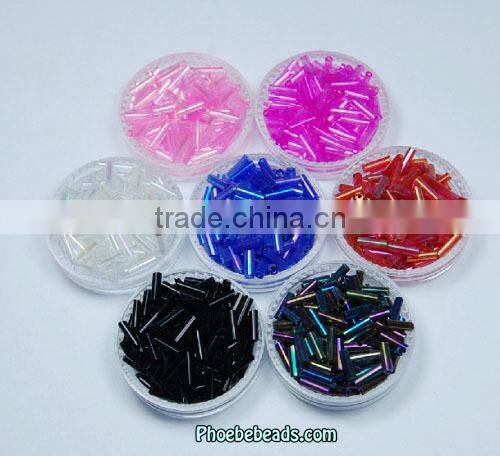 Wholesale Fashion 4mm Rainbow Colors Bugle Decorative Glass Beads GSB-4RB07