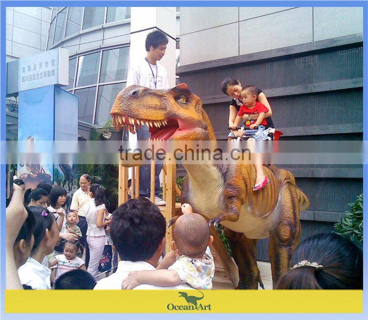 Theme park coin operated animatronic walking dinosaur rides