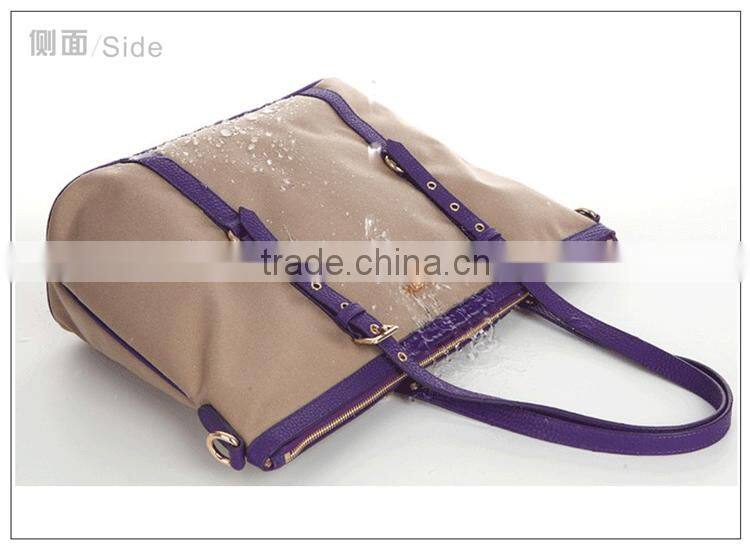 elegant ladies canvas handbag genuine cow leather canvas