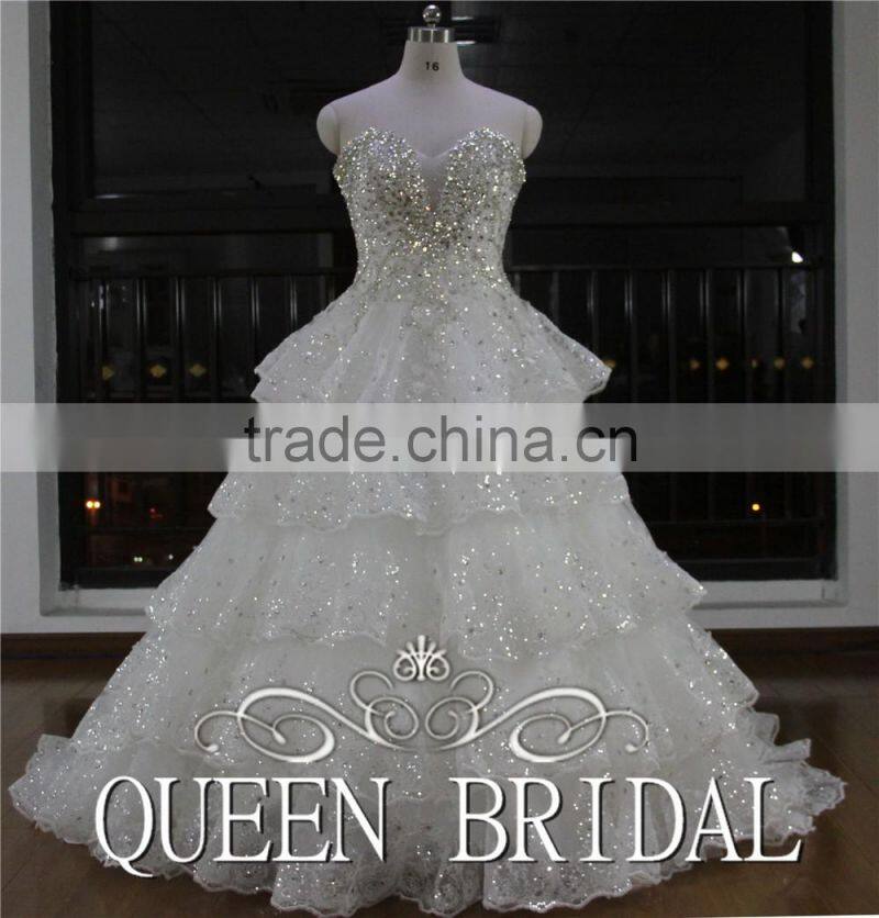Real Works Luxury Bling Wedding Dresses Ball Gown in Turkey 2016