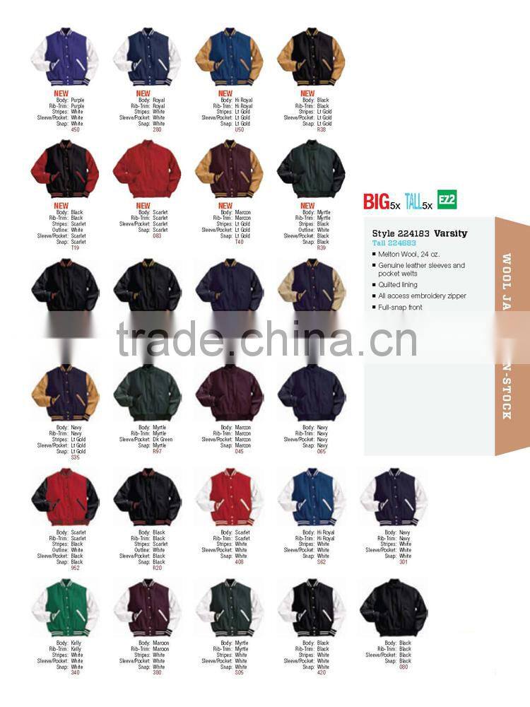 Latest fashion designs hot sale cheap varsity jackets 195
