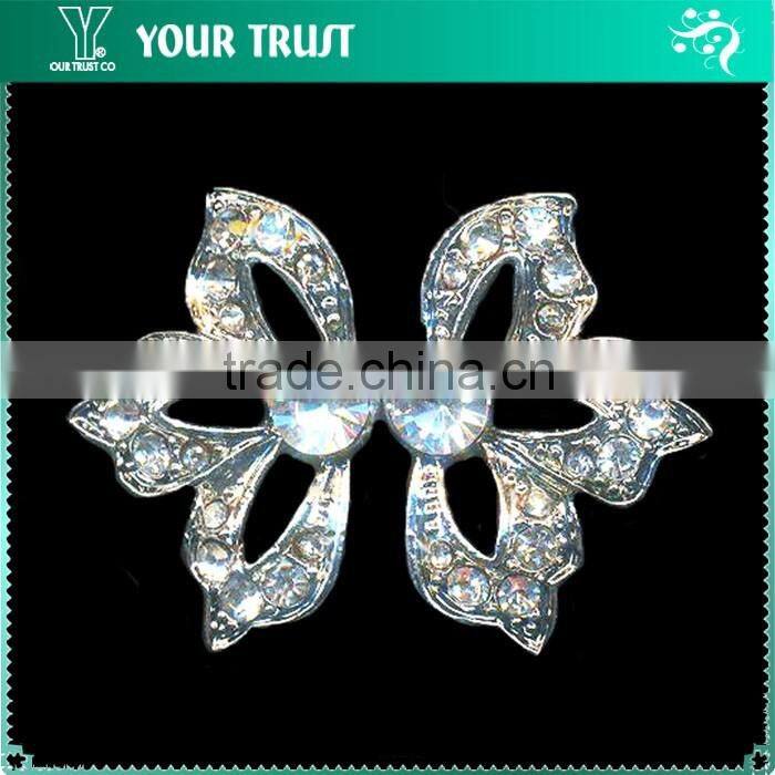6MM 4MM 2MM Clear Cystal Rhinestone Wedding Garment Rhodium Metal Pair Buckle