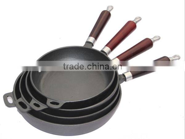 Cast Iron Cookware Pan, Wood Handle Cast Iron Pan