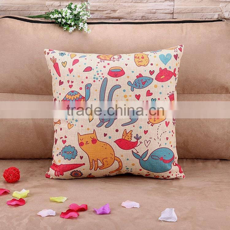 2015 gorgeous animation cartoon cotton and linen pillowcase fashionable colorful home cloth art cushion cover