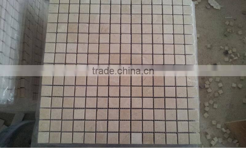 Crema marfil marble mosaic tiles on mesh