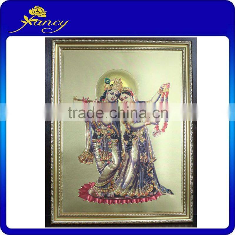 gold foil indian god picture with frame