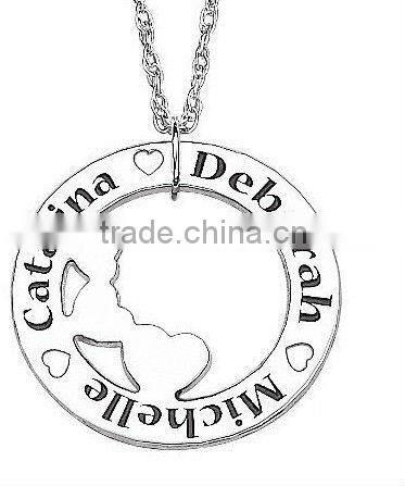 custom Stainless Steel Couple's Engraved Name Charm Pendant with 20" Chain