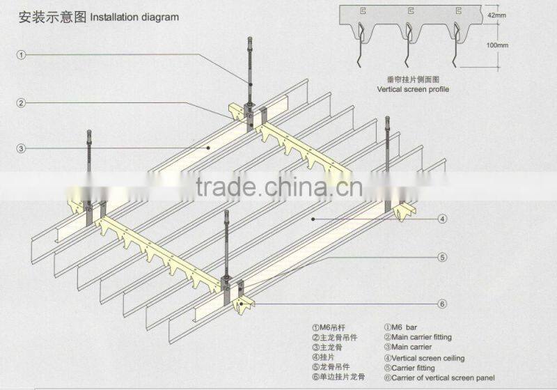 Baffle ceilingt Good Quality Factory price types of suspended ceiling