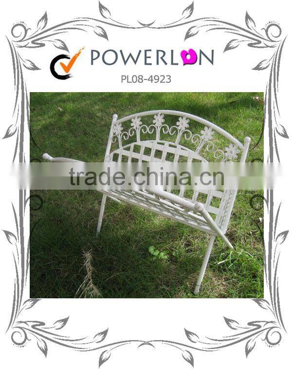 Antique Classical White Metal Vintage Wrough Iron Magazines Rack Garden Decoration For Landscaping TS05 G00 C00 X00 PL08-5645