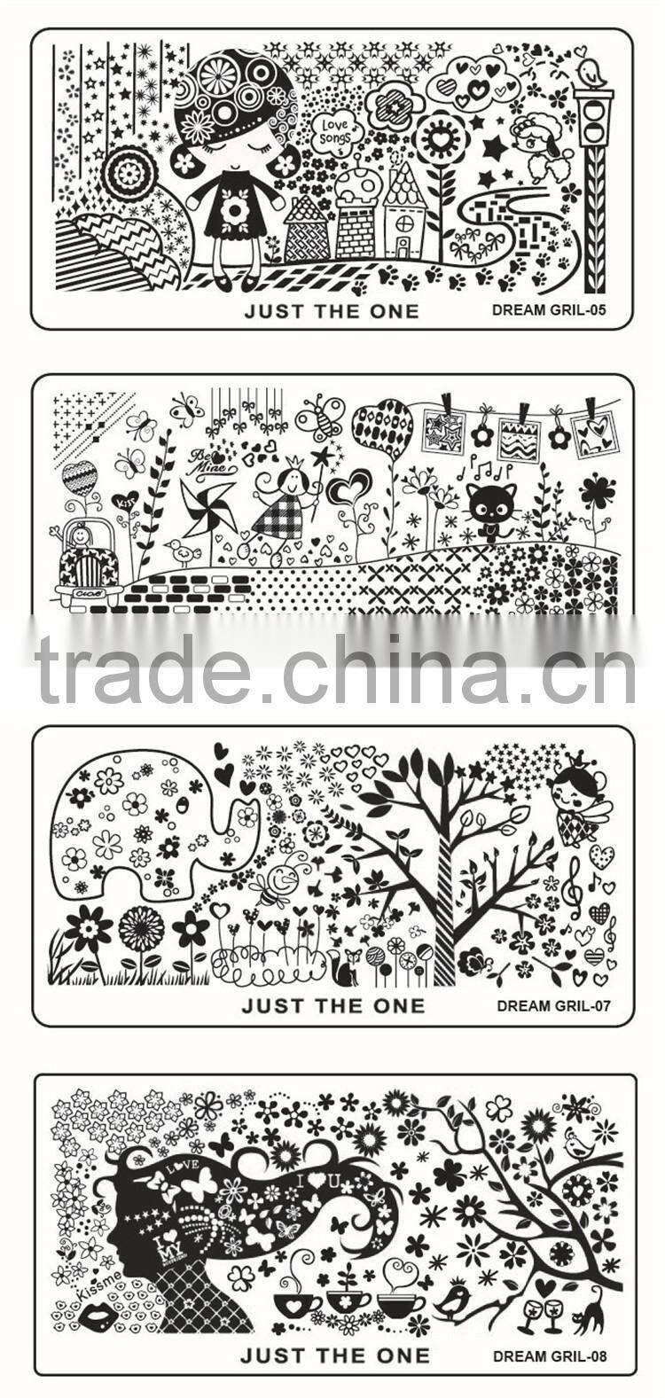 New Design Factory Outlets Dream Girl Series Nail Stamping, Professionals Nail Art Stamping Plates