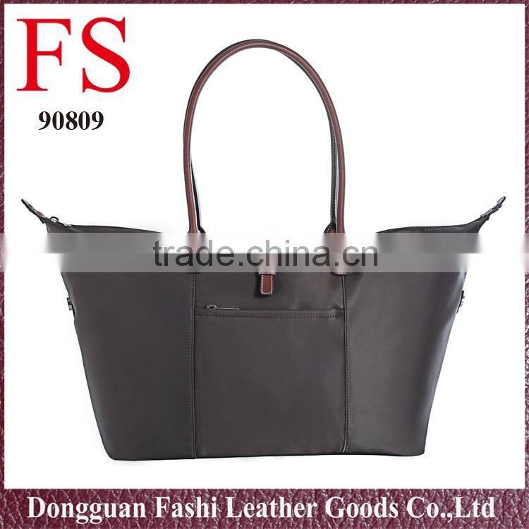 China supplier nylon waterproof ladies travel handbag with leather handbag shopping