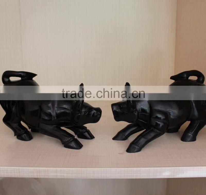 natural rock black obsidian crystal carving Cattle