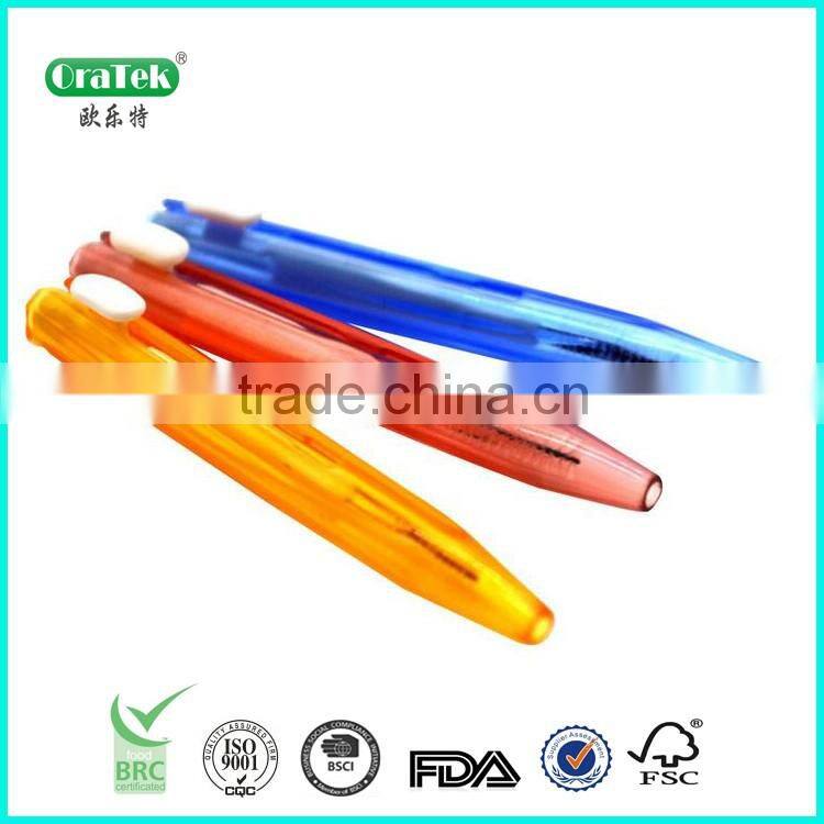 hand push interdental cleaning brush with button