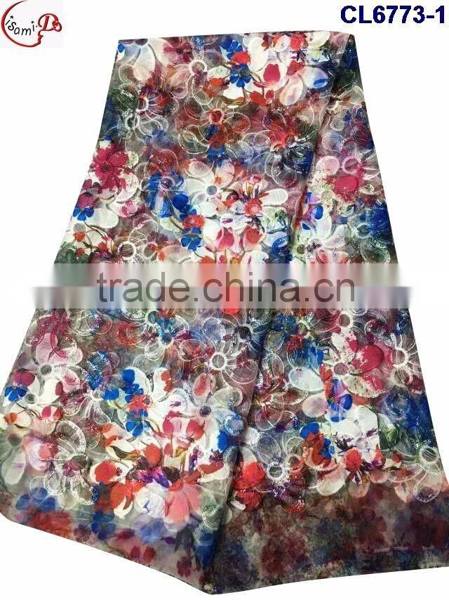 CL6773(1-4) new arrival flower pattern Organza lace dress french lace sequins lace net fabric