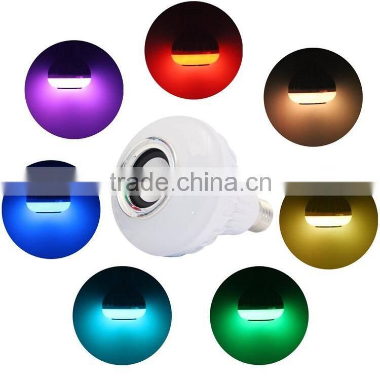Portable wireless blurtooth LED light muisc blub stereo with ajustable brightness