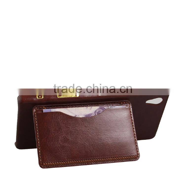 New arrival PC+PU Leather credit card holder case leather case for sony xperia z5 premium wholesale