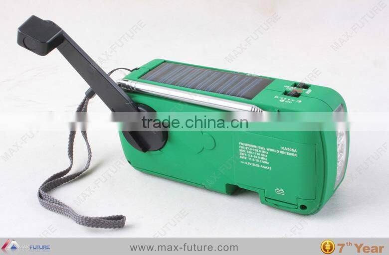 2014 new style dynamo solar powered radio with speaker and 3 super-bright led torch
