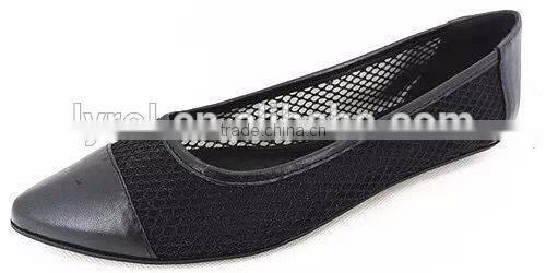 High quality latest women ballet shoes mesh material pointed pump shoes