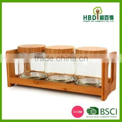 Air tight glass canister sets with wooden rack