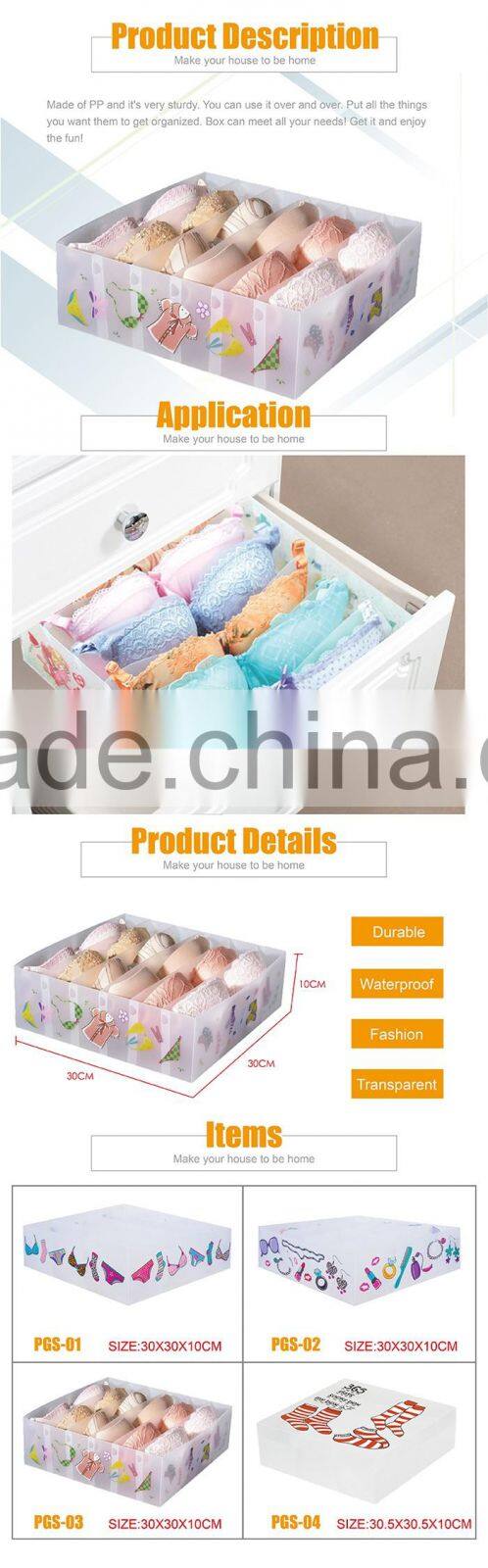 household storage for underwear and jewellery clear plastic storage box with dividers
