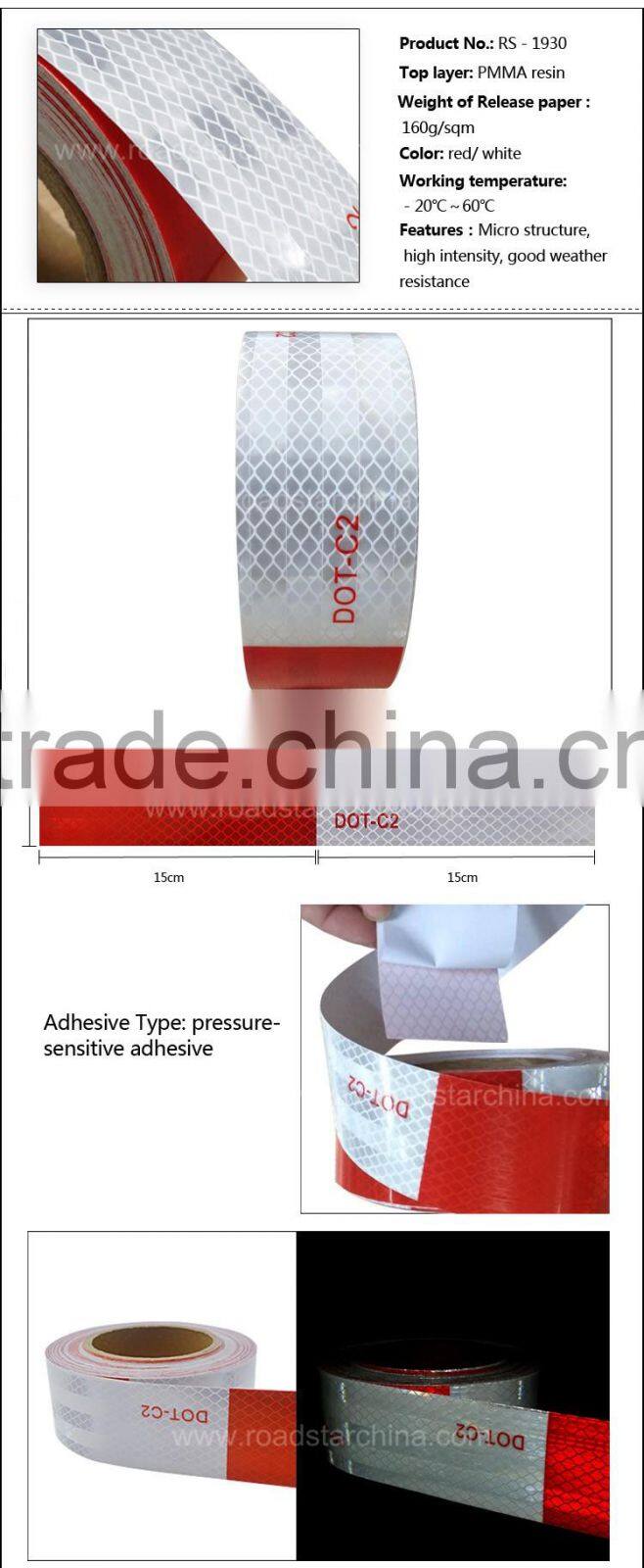 DOT Red& White reflective tape for truck