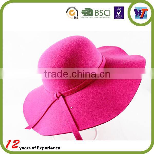 High Quality Pure Colour Design Wool Cap Felt Sombrero Hats With Silk Ribbon
