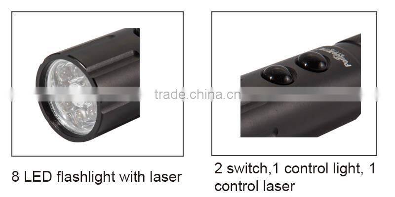 8 LED laser flashlight torch with laser pointer in middle
