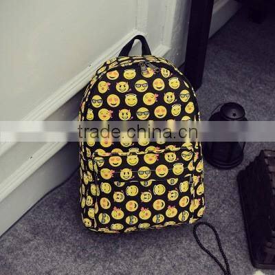 Emoji Printed High School Bag Backpack,smile face canvas daypack backpack cool Cute Emoji Backpack