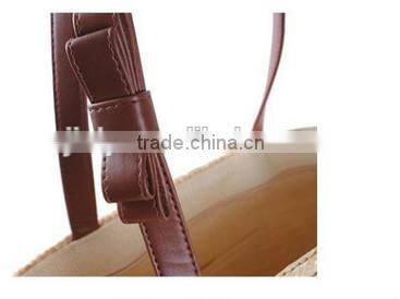 Fashion rattan handbags star decorate beach tote bag