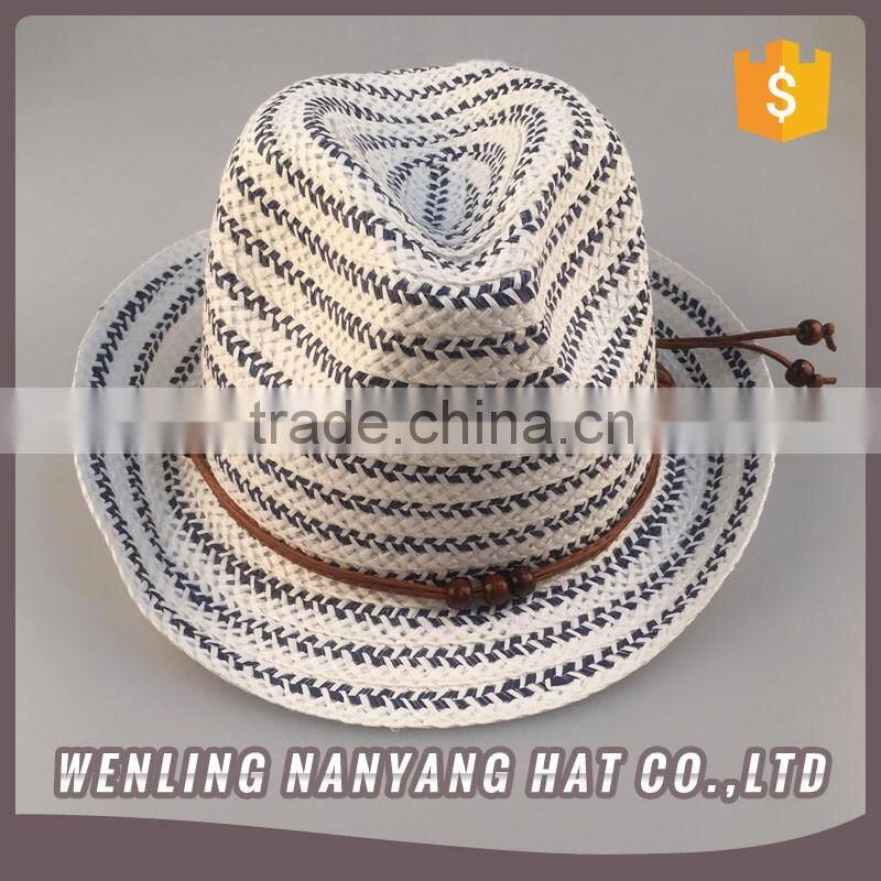 Unisex Paper Straw Cheap Fedora Hat Custom Logo Band/Ribbon/Rope Hat