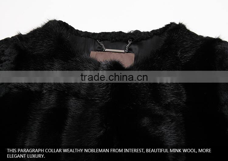 hot sale women black whole mink pelt long fur coat for winter