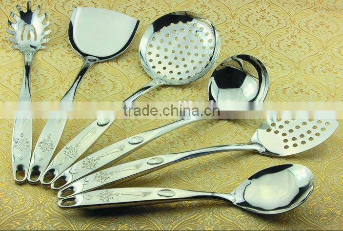 Guangdong 6 pcs Stainless steel Kitchen Utensils with colorful plastic handle