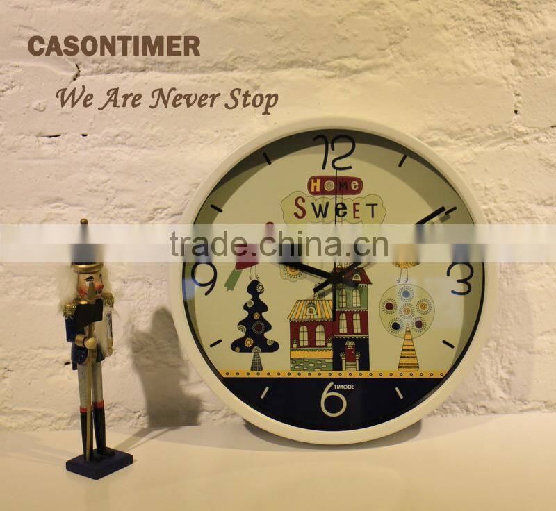 Cason 12 inch round decorative plastic kid wall clock CA-134