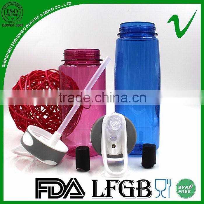 PCTG reusable empty drink sport water plastic container with straw