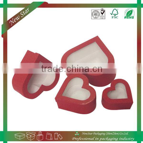 heart shape chocolate packaging box with clear PET/PVC window