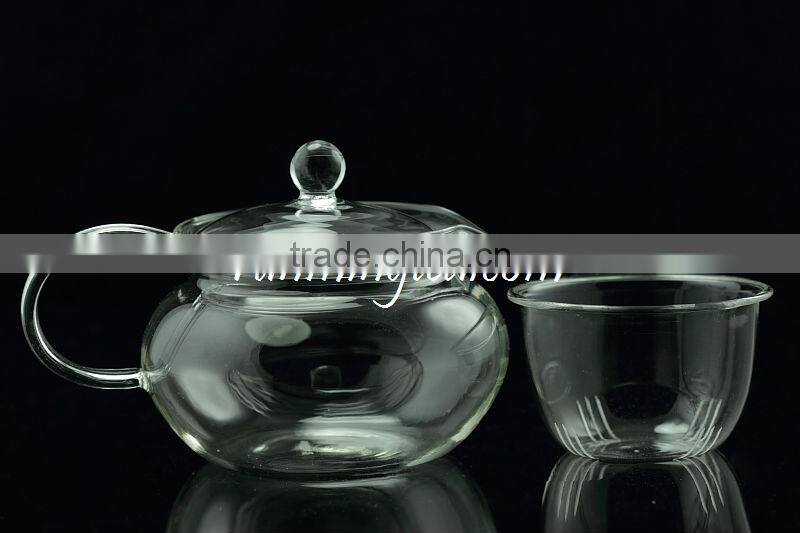 High quality Borocilicate Round Shape Clear glass flower Tea pot, with glass infusion tea pots