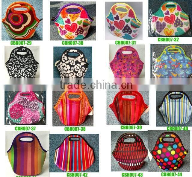 Fashion colorful neoprene lunch tote bag