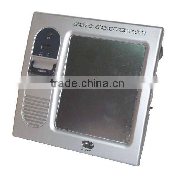 fog free shower mirror radio