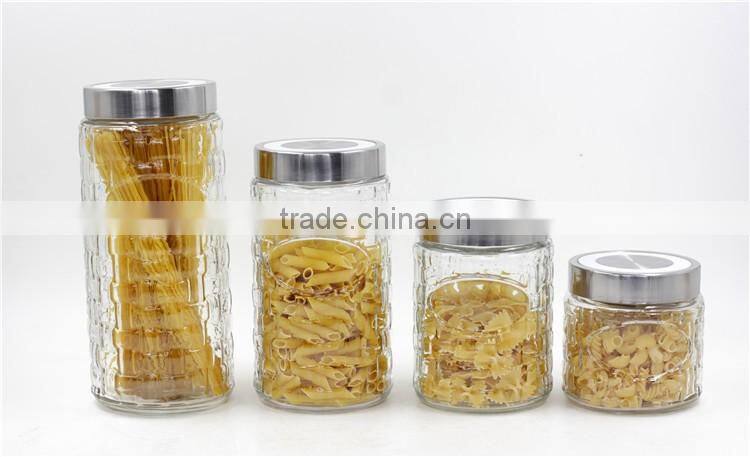 clear glass canister with silver lid