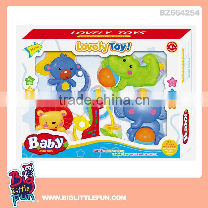 Animal shape plastic baby rattle toys