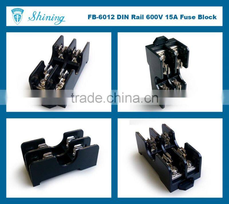 FB-6012 Panel Mounted 600V 2 Pole 15 Amp Glass Fuse Base
