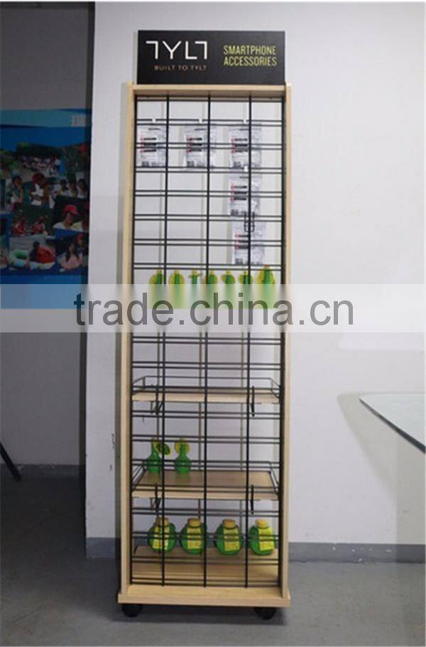 High Quality Spinning Wood Display Rack For Juice