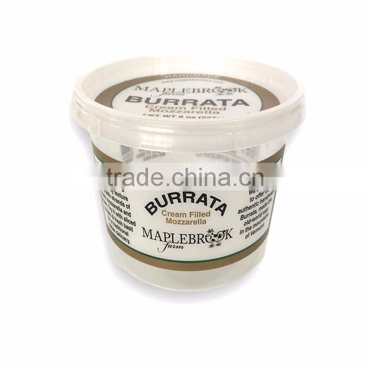 Clear Round Plastic Container and Lid for Butter Cheese for Food Packing, Box with Handle