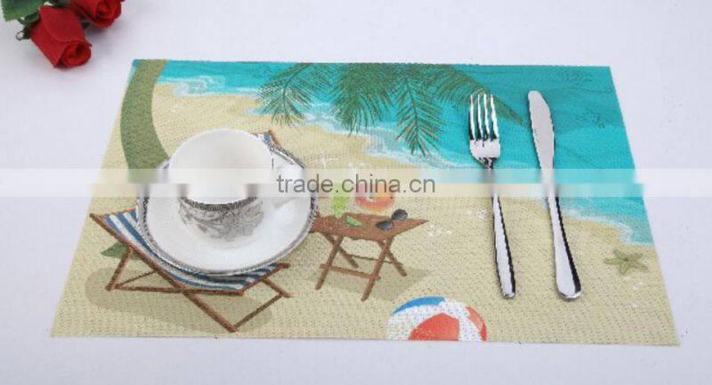 Store More Print Beach and Ocean Adiabatic Textilene Place Mats For Tableware