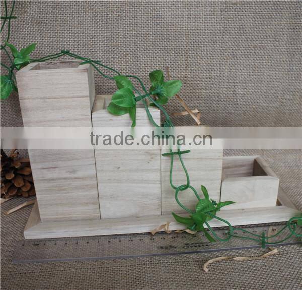 Unfinished custom students wooden pen container