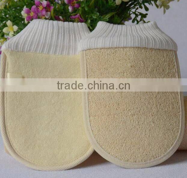 cy296 Natural Loofah Bath Sponge gloves Pouf Shower body Scrubber