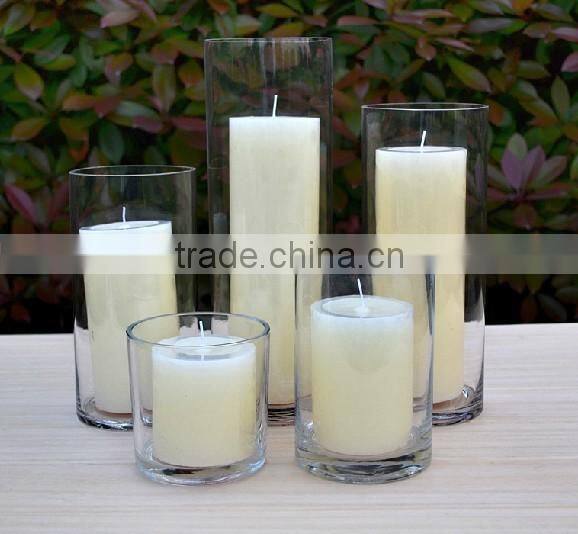 Tall Clear Glass Candle Holder, Cylinder Glass Candlestick