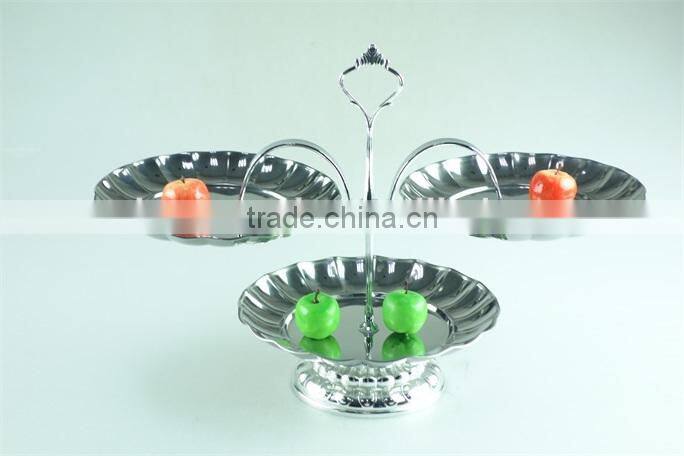 3 pcs metal dishes&plate,stainless steel cake plate,stock cake plate stand