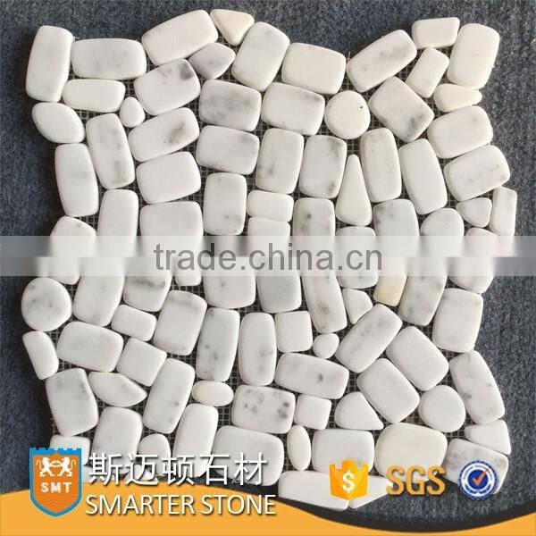 Galaxy white marble decoration white pebbles on mesh