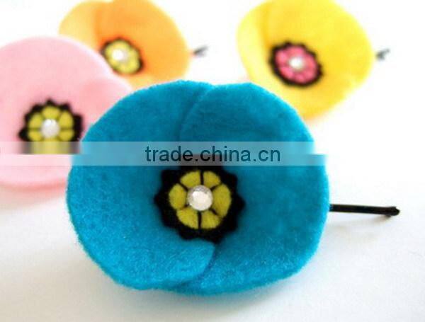 hot 2017 best selling new product decorative custom handmade high quality fabric china supplier felt cheap wedding hairgrips